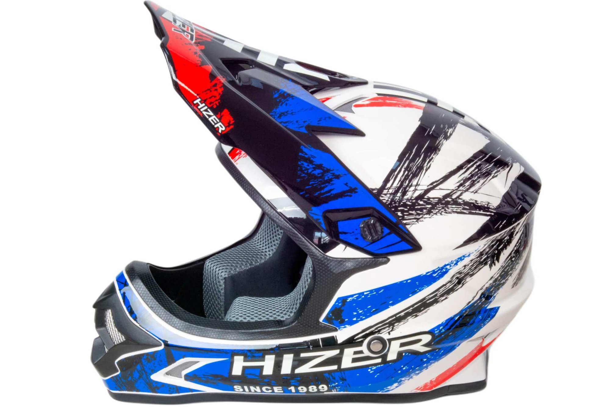 Шлем мото кроссовый HIZER J6805 №1 (M) black/white/blue